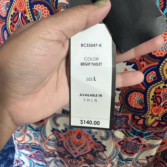 BCBG MaxAzria Bright Paisley Blouse NWT - Picture 8 of 10